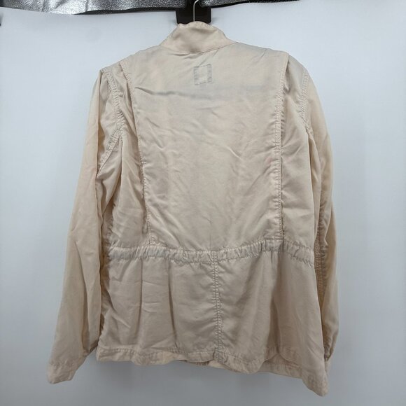 Gap Light Beige Safari Jacket Button Zip Travel Preppy Classic Womens Size Large - Picture 7 of 15